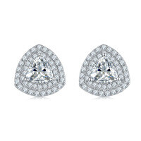 wholesale 925 Sterling Silver Luxury 1-Carat D Color Moissanite Set with Earrrings, Ring, and Necklace Pendant-0.5 carat moissanite earrings