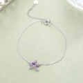 wholesale 925 Sterling Silver Minimalist Ins Style Starfish Bracelet Natural Amethyst Garnet Gemstone Bracelet for Women Live-0-3
