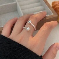 wholesale S925 Sterling Silver Ballpoint Ring Women New Korean Japanese Minimalist Geometric Ring-Sterling silver