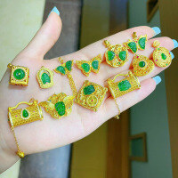 wholesale S925 silver gold-plated natural A-grade jade pendant necklace with gourd and butterfly design-Jade gourd pendant [not including necklace]