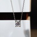 S925 Silver 1ct D Color Moissanite Four-Prong Bullhead Pendant Necklace-0-1