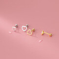 wholesale S925 silver stud earrings, Korean-style minimalist threaded hollow heart earrings for women G9970-0-2