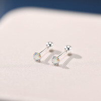 wholesale 925 Sterling Silver Colored Zirconia Stud Earrings For Women-3mm pure silver