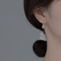 wholesale S925 silver Nalan1 Korean-style minimalist elegant oval ear cuff retro green pendant earrings for women M01334-0-1
