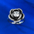 wholesale S925 Silver New Live Streaming Style Camellia Ring with 65mm Round White Diamond Bud and Blossom Ring Band-0-2