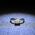 Sterling Silver D Color Moissanite Ring, 1 Carat Maple Leaf Bullhead Style-0-1