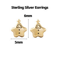 wholesale Metal: S925 Sterling Silver Cute Star Ear Studs For Women, High-end Sense, Sweet, Ins Style, Popular Luxury Sterling Silver Earrings, Adorable-Cute little gold sterling silver earrings