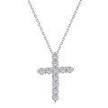 wholesale S925 Sterling Silver European and American Minimalist Classic Cross Pendant Necklace with Zircon Inlay Collarbone Chain Jewelry Factory-0-6