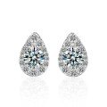 925 Sterling Silver Classic Oval Moissanite Full Diamond Earrings-0-4
