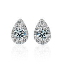 925 Sterling Silver Classic Oval Moissanite Full Diamond Earrings-【Super Sparkling Zircon】5mm+5mm Stud Earrings  925 Silver