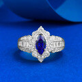wholesale S925 silver jewelry, 4*8mm marquise royal blue small fresh fashion ring for spring and summer seasons-0-0