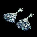 wholesale Gold-plated 925 Silver High-Carbon Diamond Royal Blue Fan-shaped Retro Light Luxury Versatile Exquisite Women's Earrings-0-3
