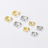 wholesale S925 Sterling Silver Petite and Elegant Star Ear Stud with Single Diamond, Sweet and Simple Korean-style Earring G7551-S925 Silver Earrings Gold 8MM 925 Silver