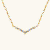 wholesale S925 Plated Gold, Moissanite Geometric Pendant Necklace for Women, Minimalist and Light Luxury Style with a Sense of Sophistication-Gold 0.07 carat