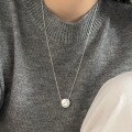 wholesale S925 Sterling Silver Hammered Irregular Necklace for Women, Minimalist Style Letter Pendant Chain, New Korean and Japanese Design-0-2