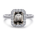 wholesale S925 sterling silver cross-border wholesale 2ct emerald cut moissanite women's ring set, high-end silver jewelry accessories-0-14
