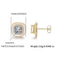 wholesale S925 Sterling Silver Princess Cut Moissanite Stud Earrings Minimalist Luxury Advanced Sense Sugar Cube Ear Jewelry Cross-Border Wholesale-0-5