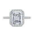 wholesale S925 Sterling Silver New Simulated High Carbon Diamond Luxury Halo Vintage 8*10mm Rectangular Ring-0-4