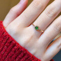 wholesale S925 Sterling Silver Red Elk Simple Style Full Green Jadeite Cabochon Ring, Elegant and Chic, Fashionable for Daily Commute and Versatile-0-1