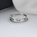 wholesale S925 Sterling Silver Pig Nose Chain Ring, Small and Trendy Internet-Famous Style, Japanese and Korean Autumn and Winter New Arrival, Versatile Hand Jewelry Finger Ring-0-1