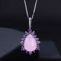 wholesale 925 Silver Luxury Natural Gemstone Pink Chalcedony Necklace Pendant, Prosperity Collection High-End Gemstone Pendant-0-3
