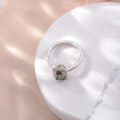 wholesale 18k gold-plated silver 5*7mm emerald cut colored moissanite niche ins vintage ring for cross-border e-commerce AliExpress-0-4