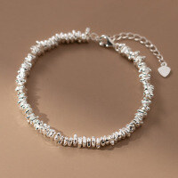 wholesale S925 Sterling Silver Heavy Workmanship Irregular Broken Silver Bracelet, Small and Unique Vintage Style Ins Geometric Best Friend Jewelry S6706-S925 Silver Bracelet 925 Silver