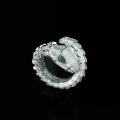 wholesale 925 Silver Gold-Plated Ring with High Carbon Diamond, Baojia Emerald Green Fashion Jewelry, Versatile Women's Silver Ring-0-3