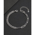 wholesale S925 Sterling Silver Interlocking Link Bracelet for Women, Ins Style Unique and Niche Fashion New Arrival, High-End Luxury Hand Accessory-0-0