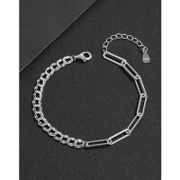 wholesale S925 Sterling Silver Interlocking Link Bracelet for Women, Ins Style Unique and Niche Fashion New Arrival, High-End Luxury Hand Accessory-Buckle Bracelet 925 Silver