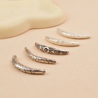 wholesale 925 Sterling Silver DIY Handmade Silver Curved Tube Fish Bracelet Weaving Engraved Silver Jewelry-3#