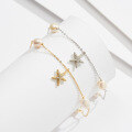 wholesale S925 Silver Star Pearl Ankle Bracelet for Women, Beach Foot Jewelry Wholesale-0-2