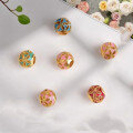 wholesale Golden ancient method Lu Lu Tong Vietnamese sand gold handmade DIY pendant bead spacer bead barrel bead enamel scattered bead accessories pink-0-0