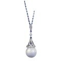 wholesale S925 Silver Synthetic Pearl Necklace 12mm Minimalist Dreamcatcher Pendant Choker with Chain-0-4