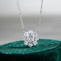 925 Sterling Silver Moissanite Sunflower Pendant Necklace, Classic Six-Prong Snowflake Design, Factory Live-Stream Drop Shipping-0-4