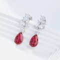 wholesale [925 Silver Gold Plated] Cross-border independent station hot-selling 3-carat lab-grown ruby with moissanite pear drop earrings-0-1