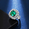 wholesale [Pure Silver] Enzela S925 Emerald Gemstone Ring Radiant Square Cut Ring for Women, Elegant and Luxurious Bestseller-0-3