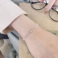 wholesale S925 sterling silver Korean-style new geometric multi-layer bead chain spliced bracelet, trendy design versatile accessory-0-3