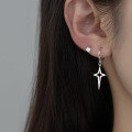 wholesale S925 Sterling Silver Korean Version Minimalist Fresh Four-Pointed Star Ear Clasp, Personalized and Stylish Earrings G7454-0-0