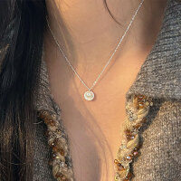 wholesale S925 Sterling Silver Korean Style Shell Pearl Necklace for Women, Minimalist and Unique Design, Small Luxury Collarbone Chain-Sterling silver