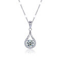 wholesale S925 Sterling Silver Hot-selling Angel's Tear Drop Moissanite Necklace for Women, Versatile Fashion European and American Style Collarbone Chain-0-4