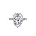 wholesale S925 Sterling Silver 4-Carat Teardrop Pear-Shaped Moissanite Women's Ring Jewelry High-End Accessories-0-3