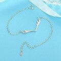wholesale S925 Silver Deer Antler Bracelet for Women Korean Style Minimalist Cross Chain Student Fashion Plated Silver Trendy Accessory-0-3
