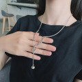 wholesale S925 sterling silver spliced chain dice pendant small bead tassel necklace Korean-style niche design sense sweater chain-0-1