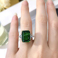 wholesale S925 Silver 10*14 Rectangular Cabochon Emerald Ring for Women, Minimalist and Elegant, Available for Drop Shipping-0-3