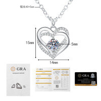 S925 Sterling Silver Moissanite Eternal Heart Pendant Necklace-50-point Moissanite  925 Silver