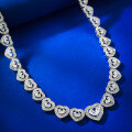 wholesale S925 silver jewelry, live streaming style heart-shaped full diamond necklace, collarbone chain, luxurious and fashionable, celebrity and socialite elegant design-0-6