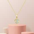 wholesale S925 Silver INS Style Heart-Shaped Opal OPAL Pendant White Opal Jewelry Necklace Pendant-0-1