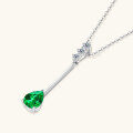 wholesale S925 Sterling Silver Korean Fashion Waterdrop Emerald Necklace for Women High-End Sense Cross-Border Wholesale Collarbone Pendant-0-1