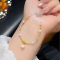 wholesale Gold-plated S925 Sterling Silver Small Fragmented Beads Bracelet, Minimalist Design, Elegant Bangle, Valentine's Day Gift for 520-0-1